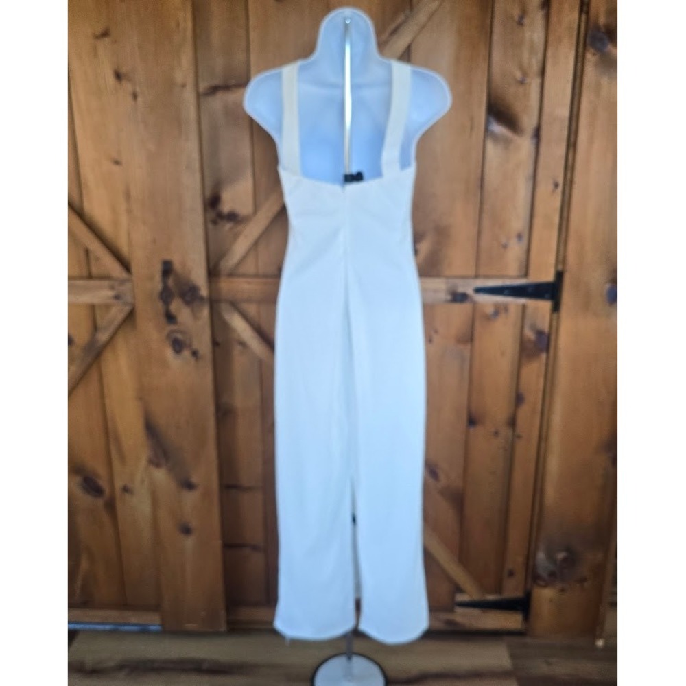 HTZMO Halter Maxi Dress Women Medium White Column Minimalist Sleek Old Money - Picture 3 of 13